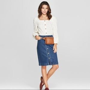 Universal Thread Button Up Jean Skirt
